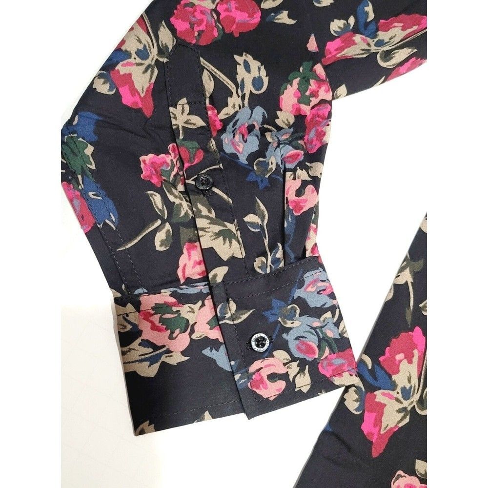 CHAPS Women's Size M Easy Care Button Up No Iron Stretch Modal Floral Blouse - Picture 6 of 16